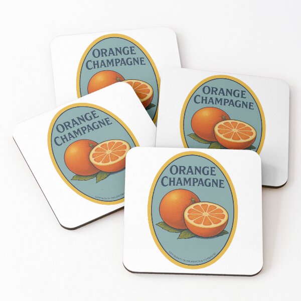 Item preview, Retro Orange Champagne Fruit Label Vintage Print designed and sold by weirdfishes123.