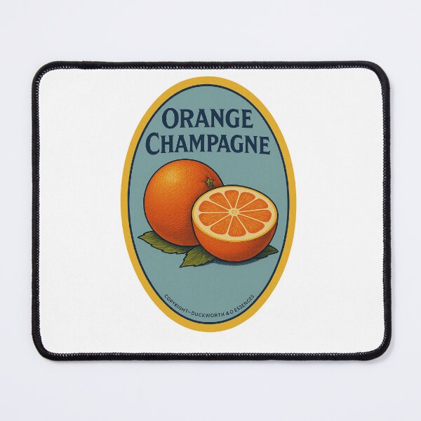 Item preview, Retro Orange Champagne Fruit Label Vintage Print designed and sold by weirdfishes123.