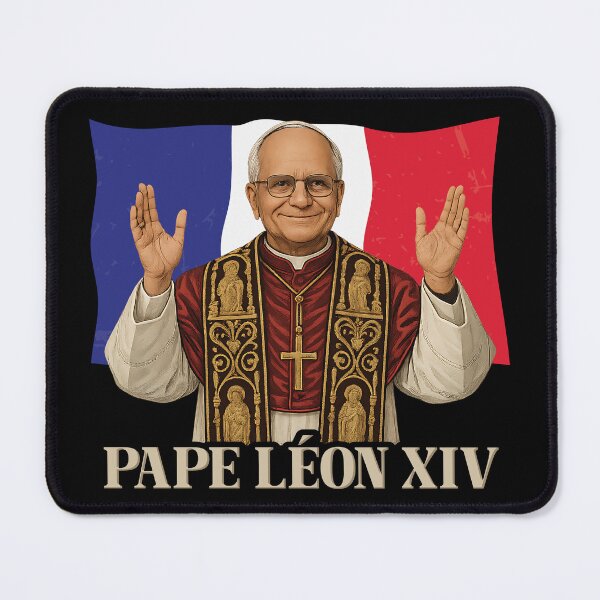 Artikelvorschau, Pape Léon XIV Französische Flagge Kardinal Robert Prevost Papst Leo 14 entworfen und verkauft von inkedtee.