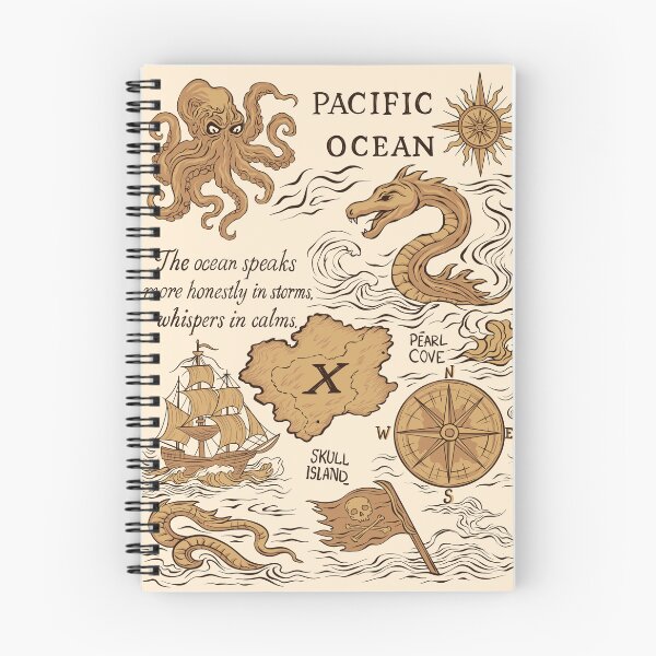 Item preview, Pacific Ocean Map – Mythical Sea Voyage Illustration designed and sold by PolinaMirralisa.