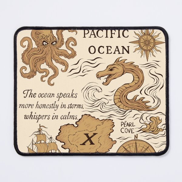 Item preview, Pacific Ocean Map – Mythical Sea Voyage Illustration designed and sold by PolinaMirralisa.