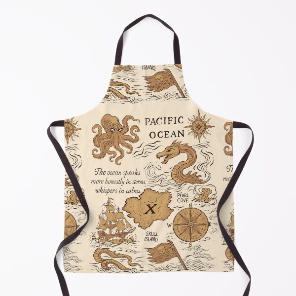 Item preview, Pacific Ocean Map – Mythical Sea Voyage Illustration designed and sold by PolinaMirralisa.