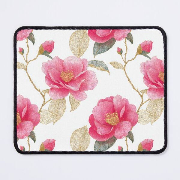 Item preview, Elegant Pink Climbing Roses on White with Gold Highlights designed and sold by dawnleblanc55.