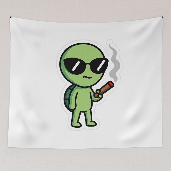 Item preview, Cool Turtle with Cigar | Chill Stoner Cartoon Sticker designed and sold by Ironzoulz.