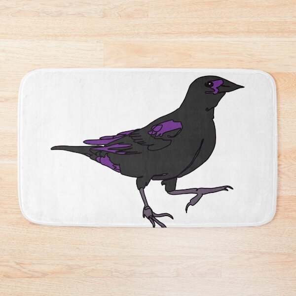 Item preview, Red wing black bird line drawing purple designed and sold by Ashley’sAnimalz.