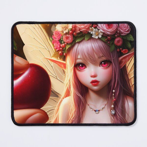 Item preview, Cherry Fae pointy ears elf behind a hand picking a cherry fruit designed and sold by EvaAngel.