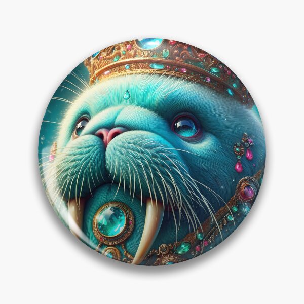 Item preview, Turquoise Walrus King – Bejeweled Crystalline Underwater Digital Art designed and sold by EmeraldeaArt.