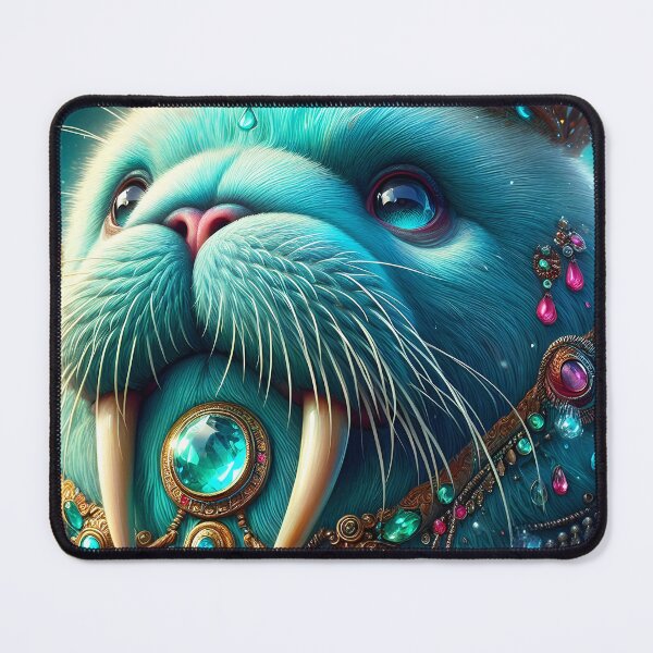 Item preview, Turquoise Walrus King – Bejeweled Crystalline Underwater Digital Art designed and sold by EmeraldeaArt.