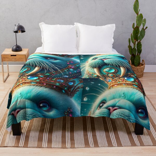 Item preview, Turquoise Walrus King – Bejeweled Crystalline Underwater Digital Art designed and sold by EmeraldeaArt.