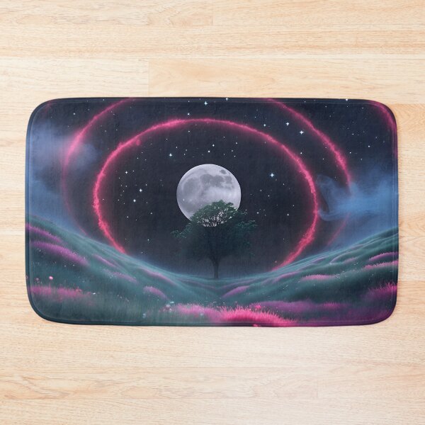 Item preview, Surreal Moonlight Landscape with Glowing Rings designed and sold by A L O N E.