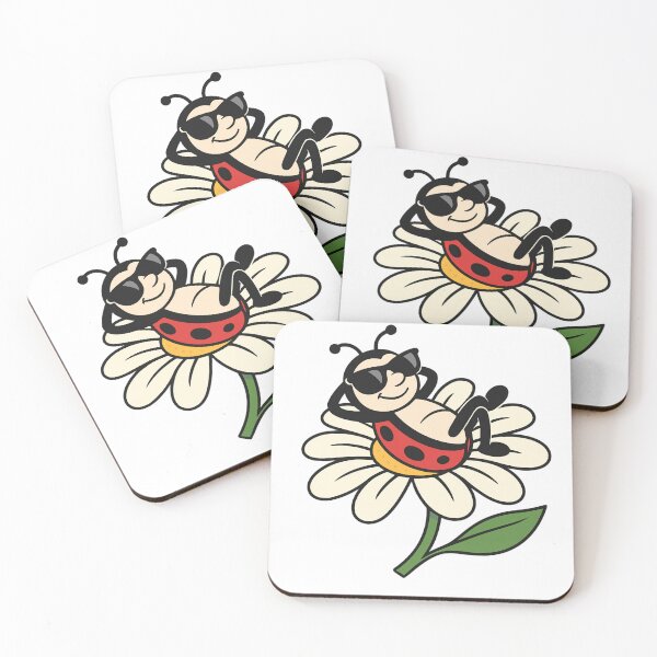 Item preview, Ladybug in Sunglasses – Relaxing on a Daisy designed and sold by Timeless Wanderer.