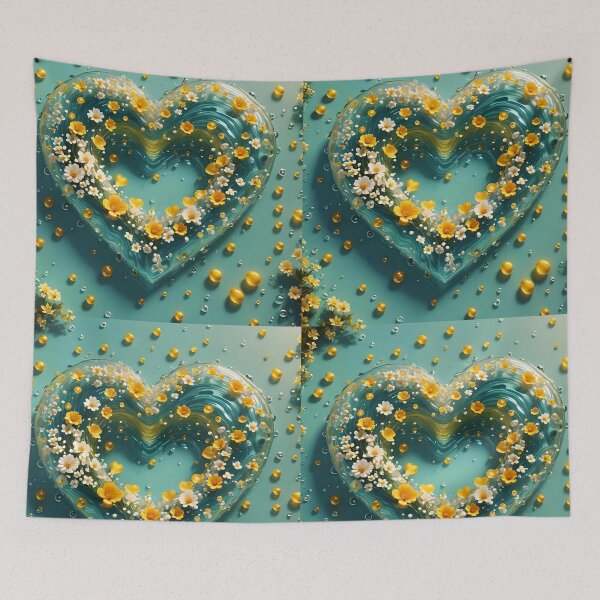 Item preview, Golden Blooming Heart of Water designed and sold by EmeraldeaArt.