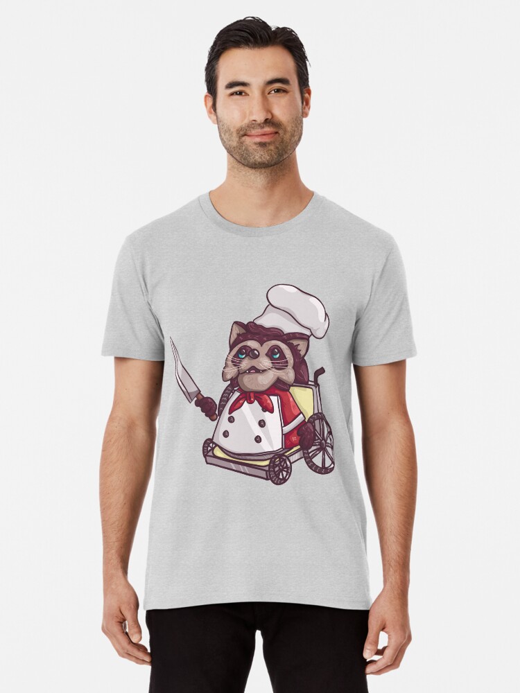 Thumbnail 1 of 6, Premium T-Shirt, Overcooked Wheelchair Raccoon Chef designed and sold by Nintendart.