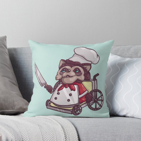 Vista previa del artículo con la obra «Mapache cocinero en silla de ruedas recocido», diseñado y vendido por Katy Ray.
