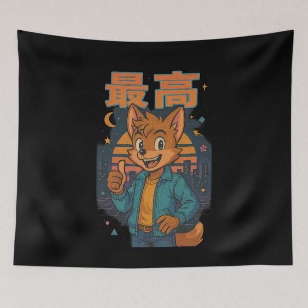 Item preview, Retro City Cat – Japanese 90s Urban Sunset Style designed and sold by Oni  Zuka.
