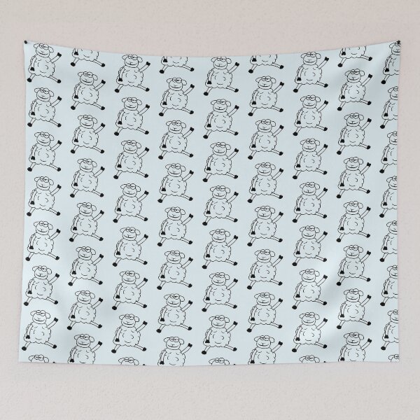 Item preview, Sheep Sitting Waving Greeting Happy Smile Cool Fun designed and sold by shirt-o-mat.