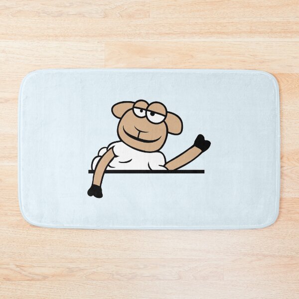 Item preview, Sheep Waving Behind Wall Fence Sign Cool Smile Fun designed and sold by shirt-o-mat.