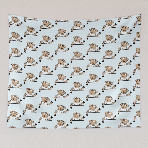 Item preview, Sheep Waving Behind Wall Fence Sign Cool Smile Fun designed and sold by shirt-o-mat.