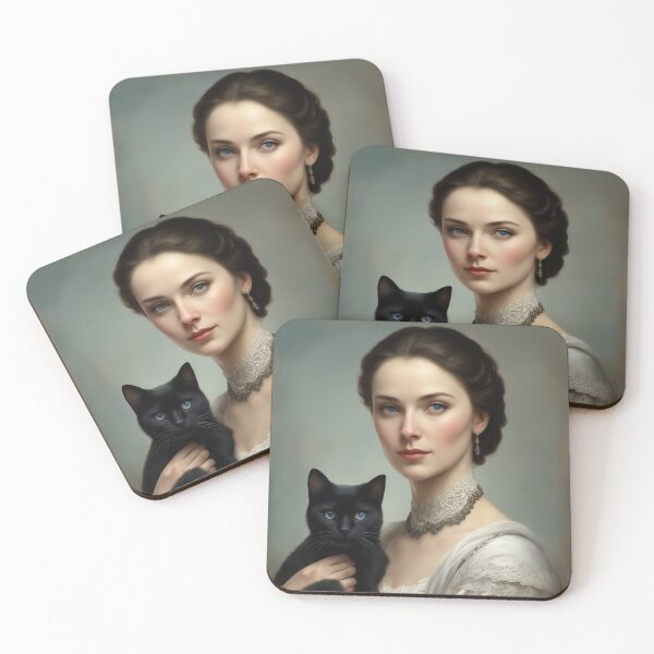 Item preview, Regal Woman and Her Midnight Cat – Classical Painting designed and sold by Yas_oma.