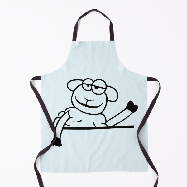 Artikelvorschau, Schaf winkt hinter Mauer Zaun Zeichen Cool Lächeln Spaß entworfen und verkauft von shirt-o-mat.