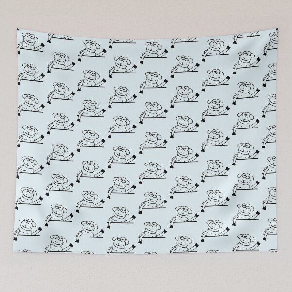 Item preview, Sheep Waving Behind Wall Fence Sign Cool Smile Fun designed and sold by shirt-o-mat.