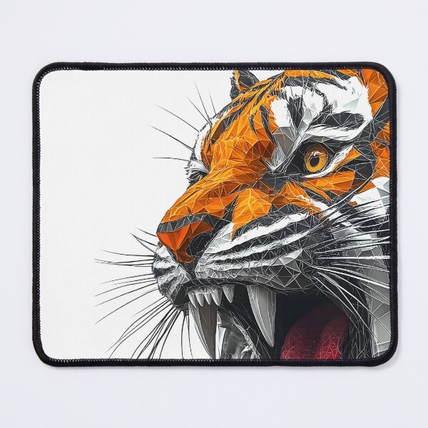 Item preview, Roaring Tiger head in geometric style, exotic cat lovers T-shirt designed and sold by PeffysArt.