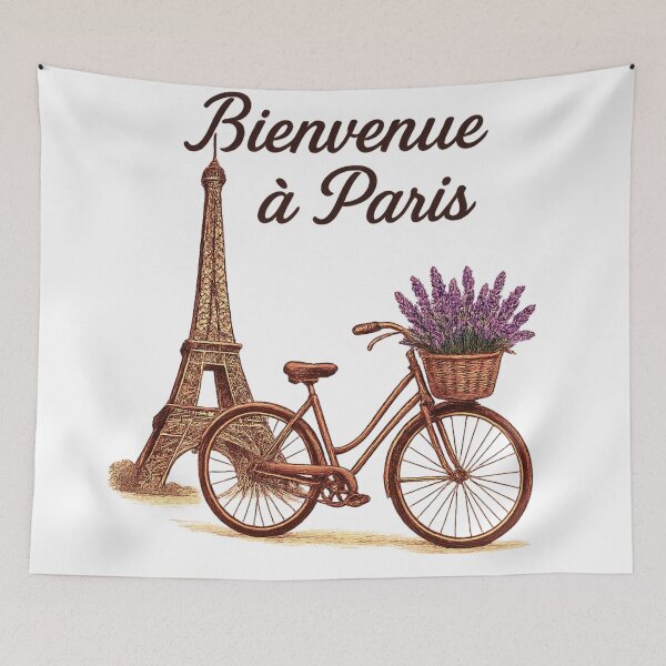 Item preview, Vintage Paris Charm – Eiffel Tower & Lavender Bicycle Art designed and sold by branaghbel.
