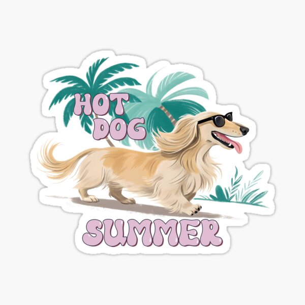 Item preview, Hot Dog Summer-Dachshund Tropical Vibes Beach designed and sold by marcoftheart.