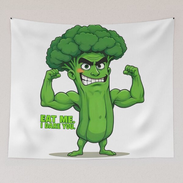 Item preview, Strong Veggies Club - Flexing Broccoli Funny Cartoon Food Art designed and sold by LumiAnCreations.