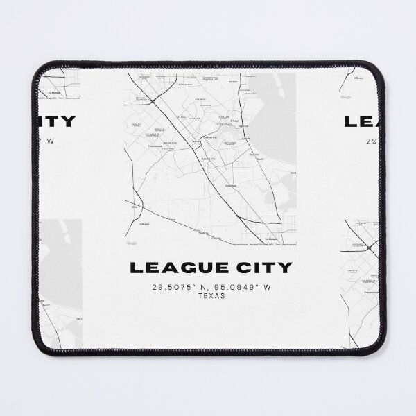 Item preview, League City Map – Coastal Texas Minimalist Black & White Poster designed and sold by RM-Journey.