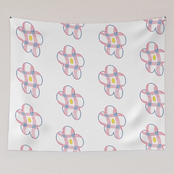 Item preview, Pink and blue checkered flower designed and sold by 老川.
