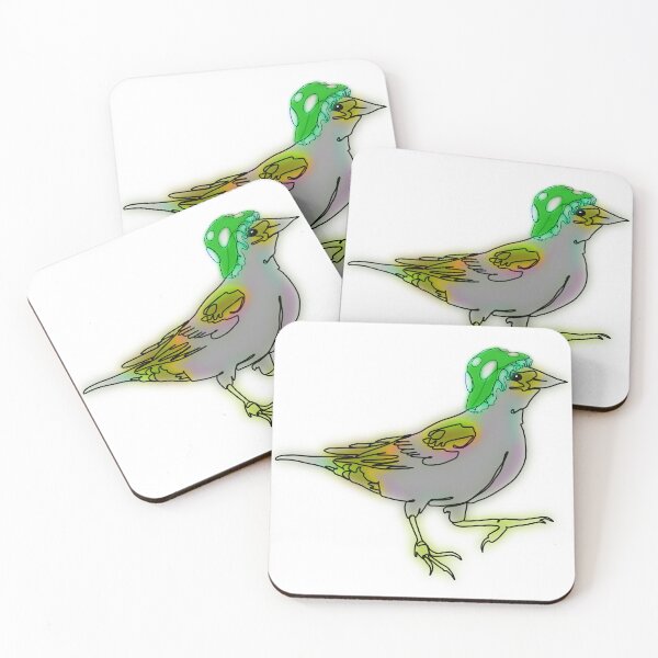 Item preview, Whimsical Bird in Green Mushroom Hat – animalsinhats designed and sold by Ashley’sAnimalz.