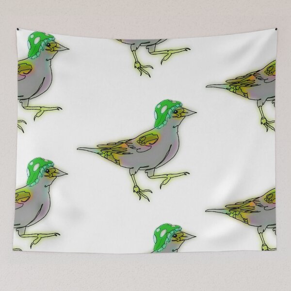 Item preview, Whimsical Bird in Green Mushroom Hat – animalsinhats designed and sold by Ashley’sAnimalz.