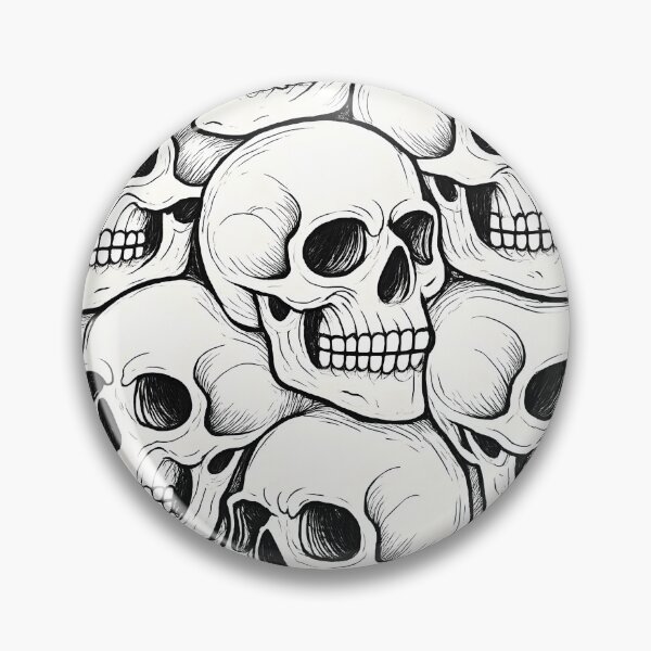 Item preview, Endless Skull-to-Skull Optical Pattern – Escher-Inspired White on Black Design designed and sold by WAUZ.