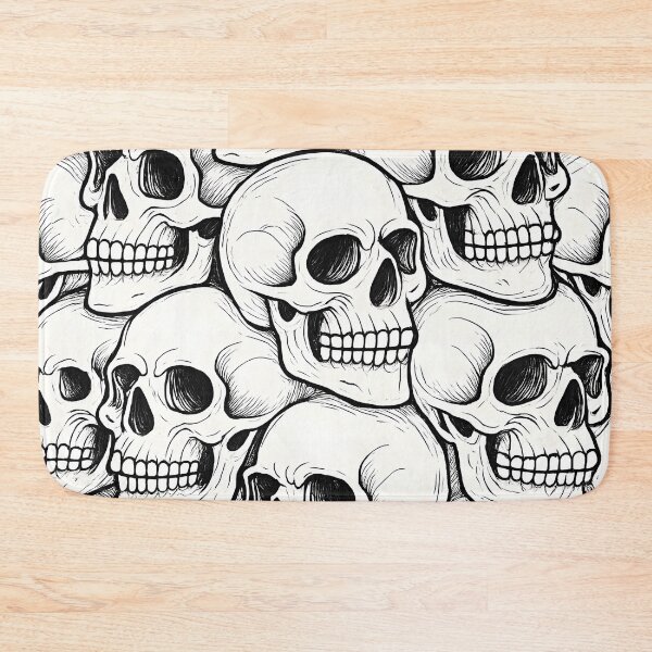 Item preview, Endless Skull-to-Skull Optical Pattern – Escher-Inspired White on Black Design designed and sold by WAUZ.