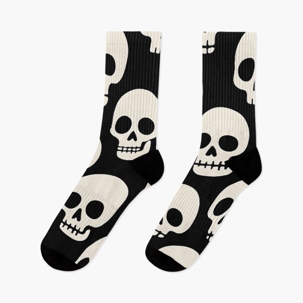 Item preview, Modern Minimalist Skull Pattern – White on Black Seamless Vector Art designed and sold by WAUZ.