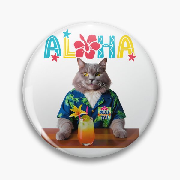 Item preview, Aloha American Longhair Cat – Tiki Bar Vibes with Hawaiian Shirt & Mai Tai designed and sold by Fredster1966.