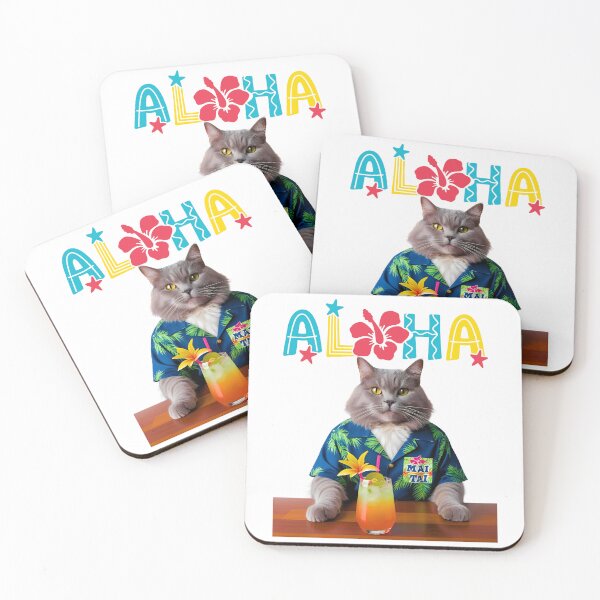 Item preview, Aloha American Longhair Cat – Tiki Bar Vibes with Hawaiian Shirt & Mai Tai designed and sold by Fredster1966.