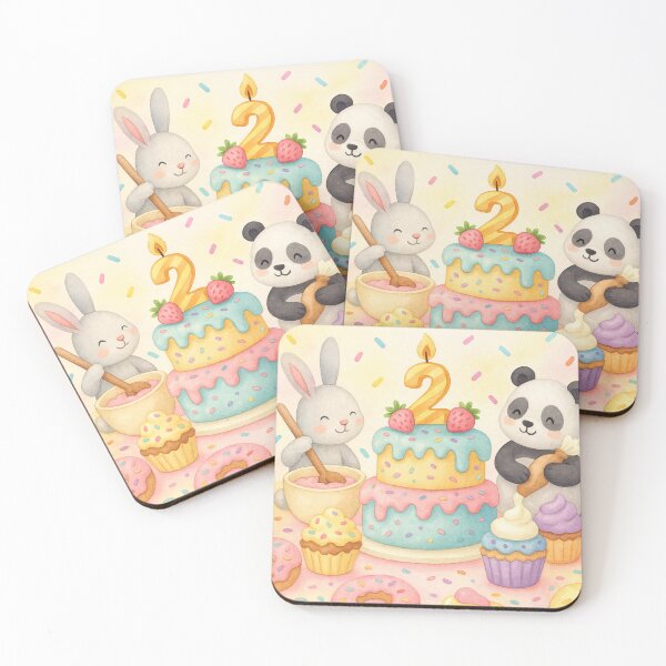 Item preview, two years old panda bunny and cake in pastel colors designed and sold by Meandmyshop.