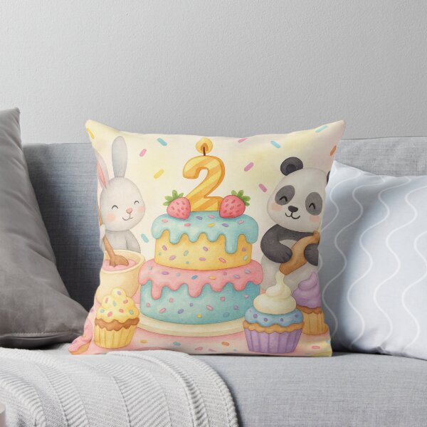 Item preview, two years old panda bunny and cake in pastel colors designed and sold by Meandmyshop.