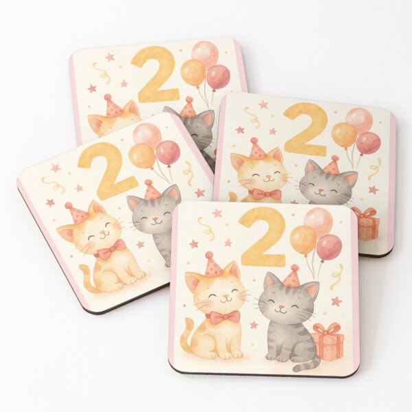 Item preview, Birthday Cats with Balloons and Gifts – Pastel Party Design designed and sold by Meandmyshop.