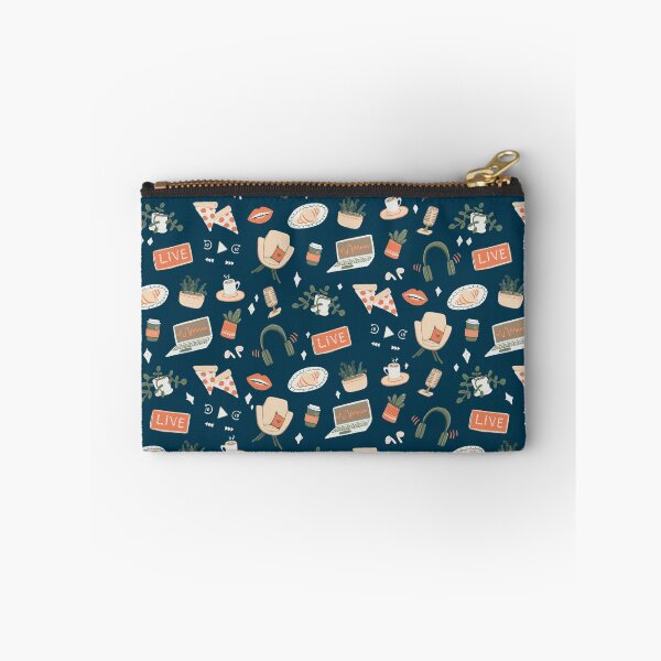 Item preview, Cute neutral podcast pattern on dark blue designed and sold by katerosestudios.