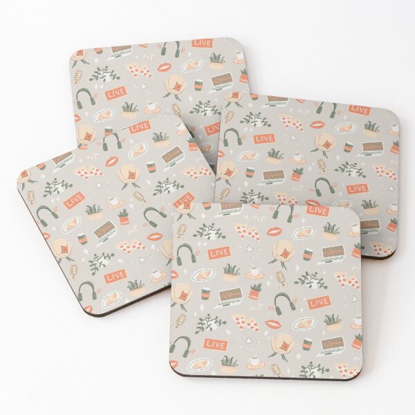 Item preview, Cute neutral podcast pattern on light tan designed and sold by katerosestudios.