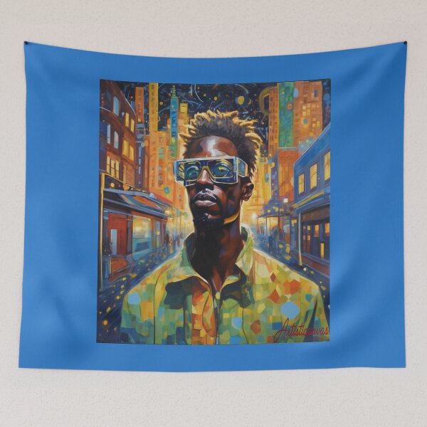 Item preview, "Urban Luminary: Matt B in Afro-Futuristic Harmony" designed and sold by Artisticanvas.