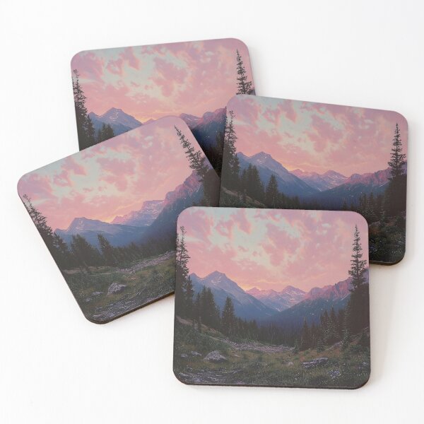 Item preview, Scenic mountains under a pink sky landscape designed and sold by dcrc.