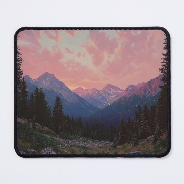 Item preview, Scenic mountains under a pink sky landscape designed and sold by dcrc.