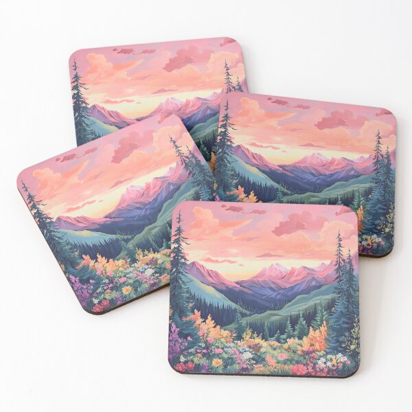 Item preview, scenic mountains under a pink sky landscape designed and sold by dcrc.