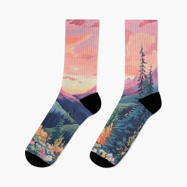 Item preview, scenic mountains under a pink sky landscape designed and sold by dcrc.