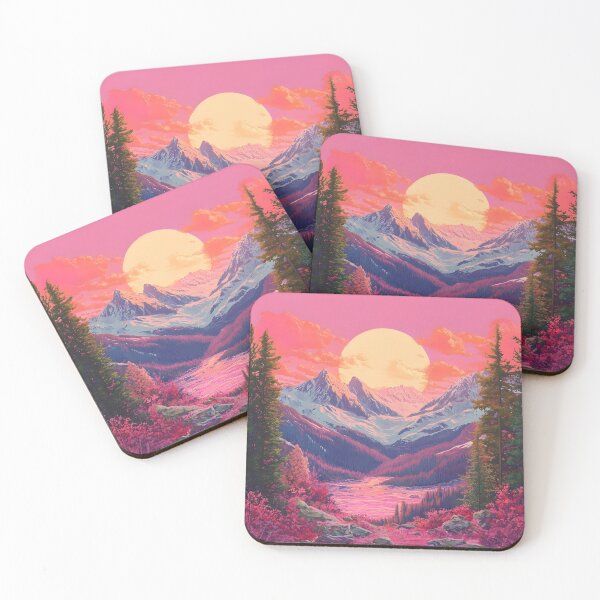 Item preview, scenic mountains under a pink sky landscape designed and sold by dcrc.