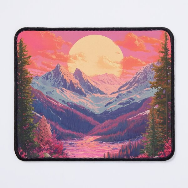 Item preview, scenic mountains under a pink sky landscape designed and sold by dcrc.